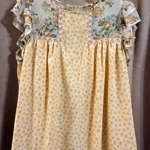 Entro Yellow and Cream Floral blouse